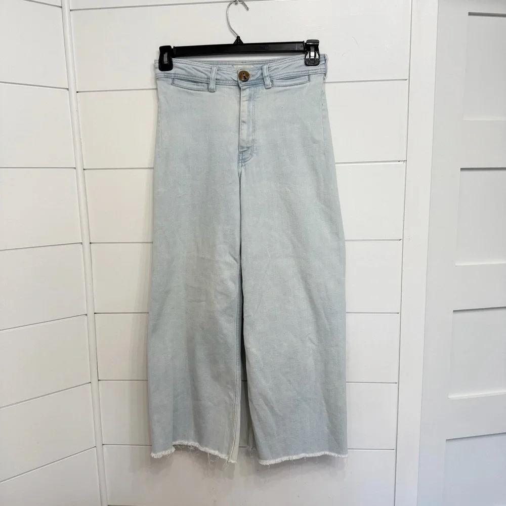 Maeve Anthropologie The Ettie High-Rise Crop Wide-Leg Jeans denim 36211 - Picture 5 of 13